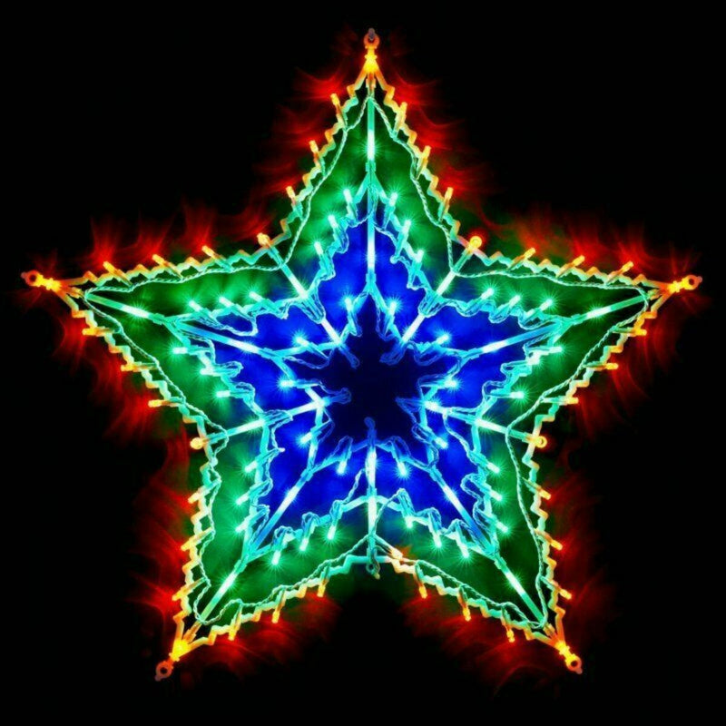 100 Led Christmas Xmas Multi Coloured Star Silhouette Window Decoration Lights