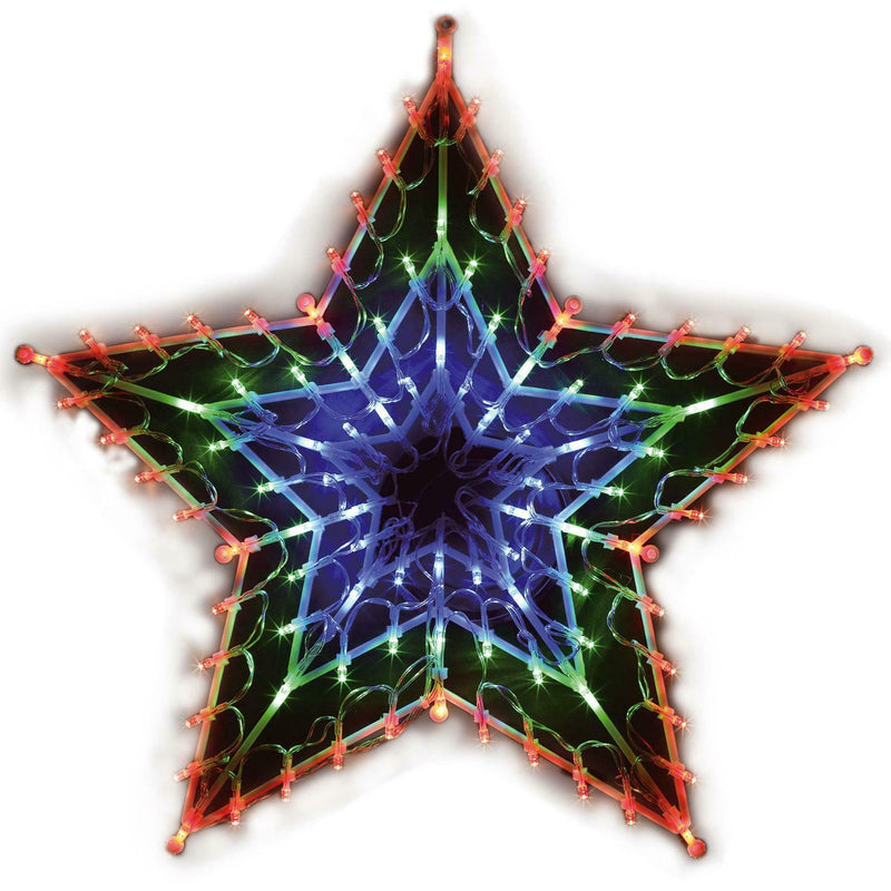 100 Led Christmas Xmas Multi Coloured Star Silhouette Window Decoration Lights