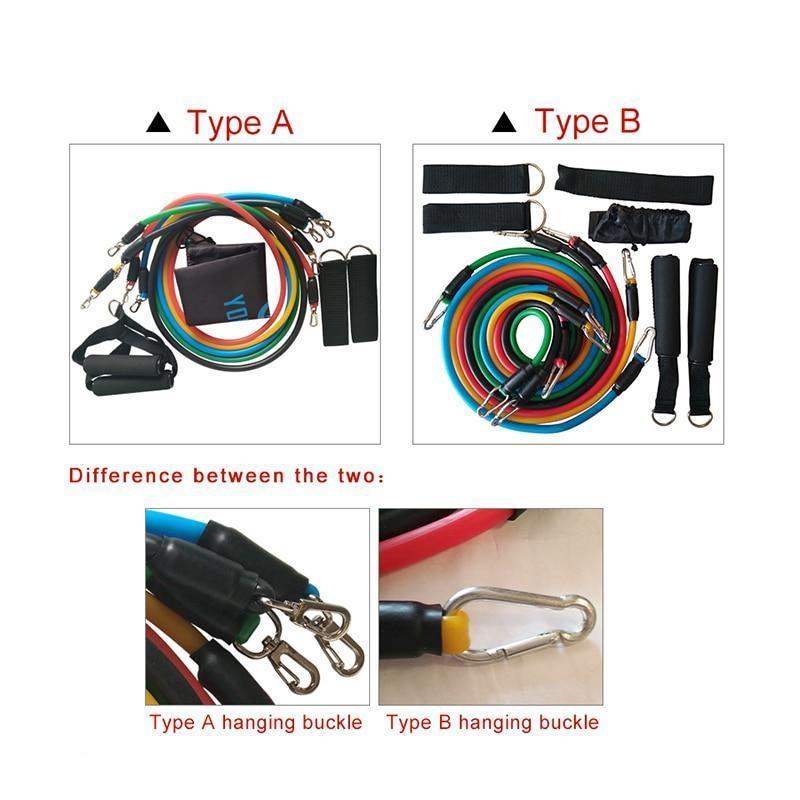 11 pcs set Pull Rope Sport Fitness Workout Exercise Bands Sport Rubber Expander Fitness Equipment