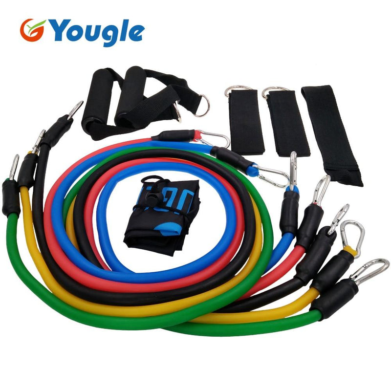 11 pcs set Pull Rope Sport Fitness Workout Exercise Bands Sport Rubber Expander Fitness Equipment