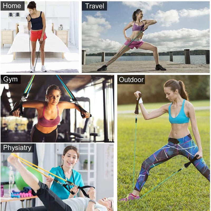 11 pcs set Pull Rope Sport Fitness Workout Exercise Bands Sport Rubber Expander Fitness Equipment