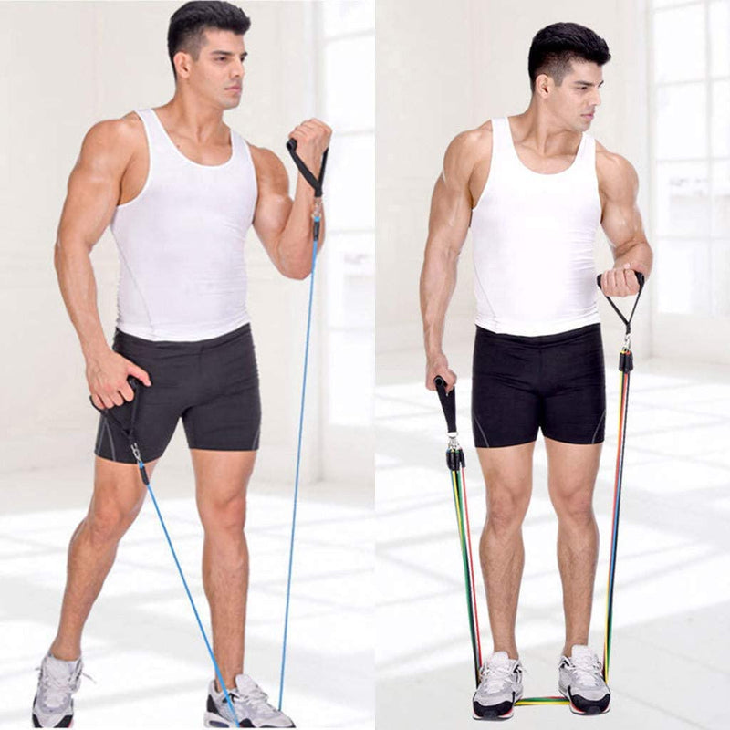 11 pcs set Pull Rope Sport Fitness Workout Exercise Bands Sport Rubber Expander Fitness Equipment
