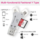 4 in 1 i Flash Drive USB Micro SD&TF Card Reader Adapter for IPhone, IPad, Mac, Android