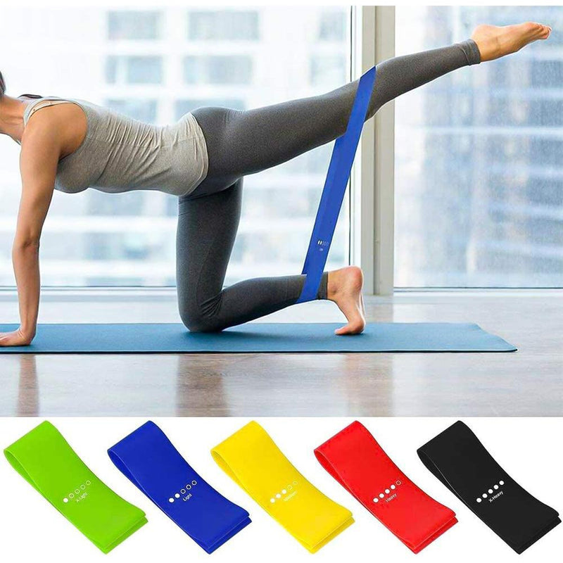 5 Colors Yoga Resistance Rubber Bands Indoor Outdoor Fitness Equipment