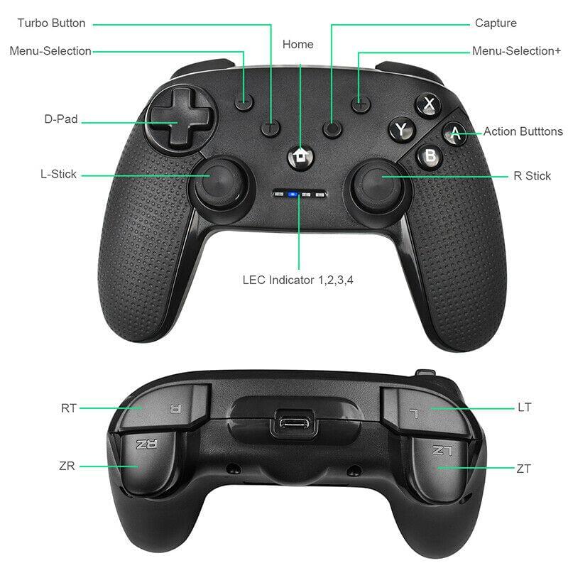 Bluetooth Wireless Pro Controller Gamepad Joypad for Nintendo switch, PC and PS3