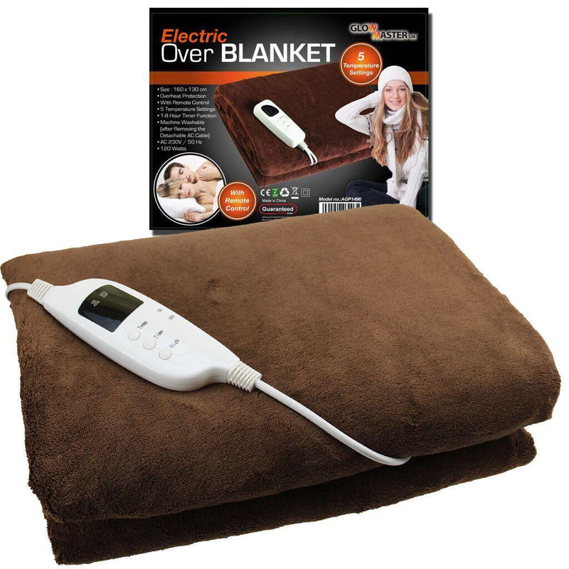 Electric Heated Throw Over Under Blanket Washable Polyester Cozy Warm Mattress