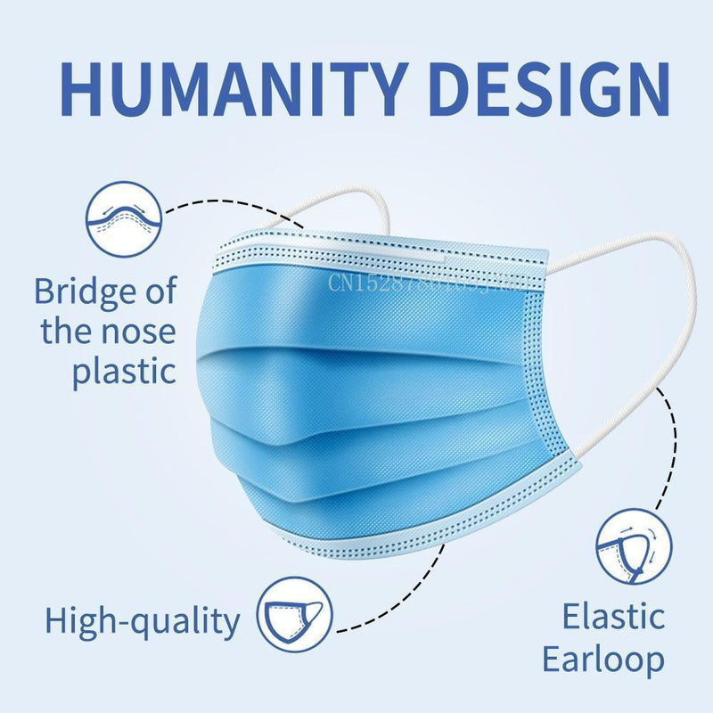 Face Mask 3Ply Nose & Ear Loops Protection Disposable Dust Masks