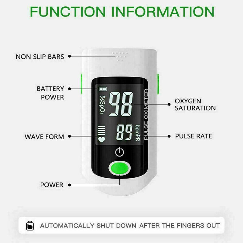 Finger Pulse Oximeter Blood Oxygen Saturation SpO2 PR Heart Rate Monitor