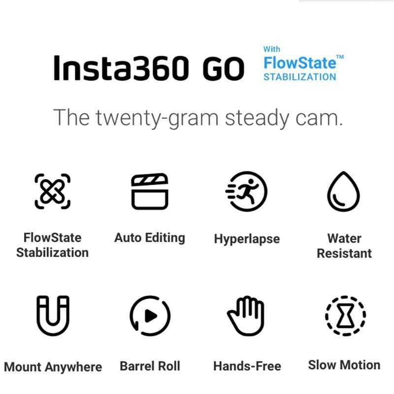 Insta360 GO Action Camera with FlowState Stabilization IPX4 Waterproof Auto Editing Hands-Free for Youtube Vlog Instagram