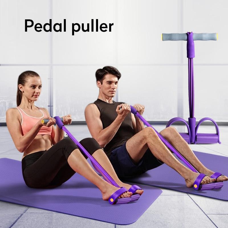 Multifunctional 4 Tubes Latex Foot Elastic Pull Rope expander muscle fitness workout Pedal