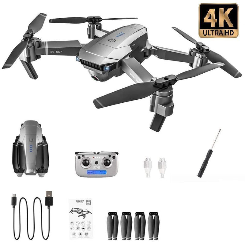 SG907 GPS With 4K HD Dual Drone Camera 5G WIFI FPV RC Quadcopter Follow Me T3G8 - 3 Battery