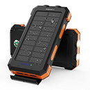 Solar Charger, 20000mAh Portable Phone Charger External Backup Battery Pack IP65 Water-Resistant