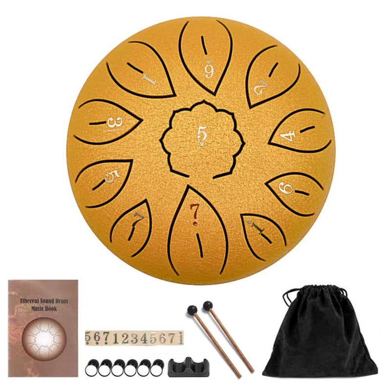 Steel Tongue Drum- 6 Inch 11 Tone Tongue Drum D Major Beginner Hand Drum Percussion for Meditation Yoga Musical Education