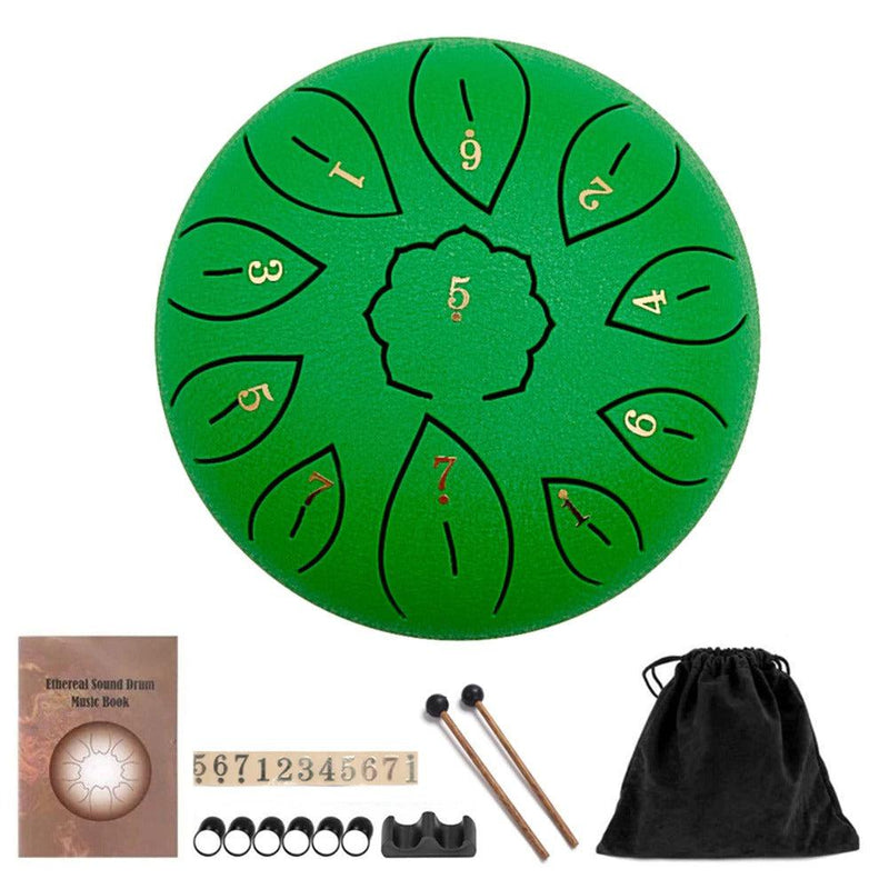 Steel Tongue Drum- 6 Inch 11 Tone Tongue Drum D Major Beginner Hand Drum Percussion for Meditation Yoga Musical Education