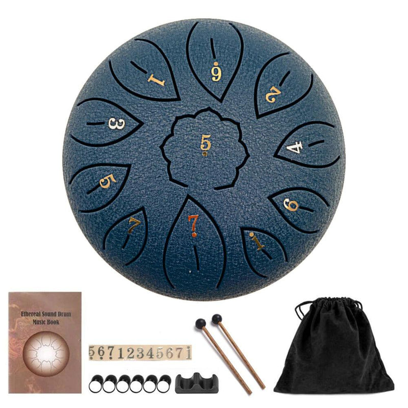 Steel Tongue Drum- 6 Inch 11 Tone Tongue Drum D Major Beginner Hand Drum Percussion for Meditation Yoga Musical Education