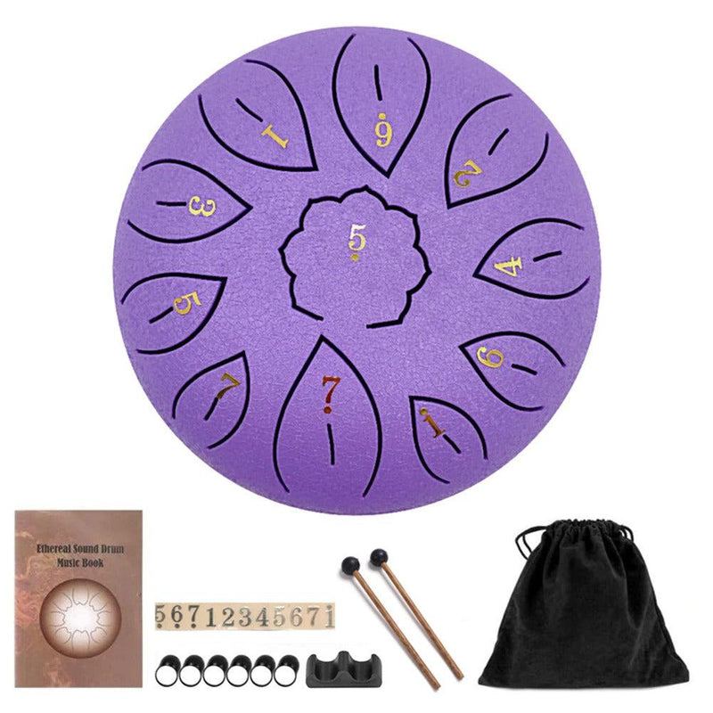 Steel Tongue Drum- 6 Inch 11 Tone Tongue Drum D Major Beginner Hand Drum Percussion for Meditation Yoga Musical Education