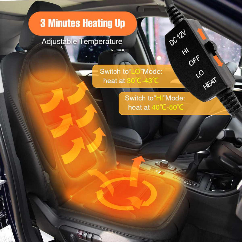 Universal Black 12V Electric Heated Car Front Seat Cushion Cover Heater Warmer