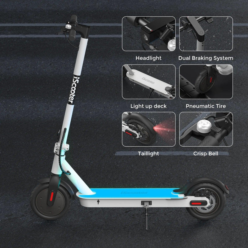 iScooter i8 500W Electric Scooter for Light Up Rides Max Speed 15.5 mph LED Dashboard