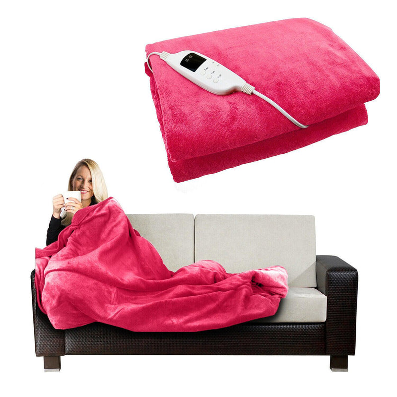 Electric Heated Throw Over Under Blanket Washable Polyester Cozy Warm Mattress